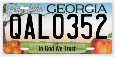GA license plate QAL0352