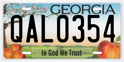 GA license plate QAL0354