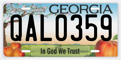 GA license plate QAL0359