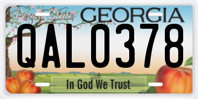 GA license plate QAL0378