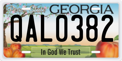 GA license plate QAL0382