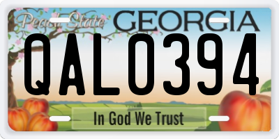 GA license plate QAL0394