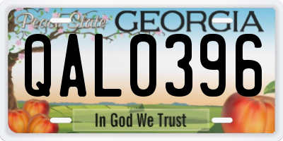 GA license plate QAL0396