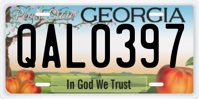 GA license plate QAL0397