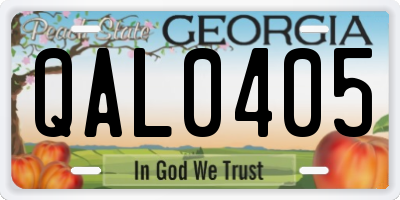 GA license plate QAL0405