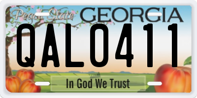 GA license plate QAL0411