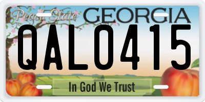 GA license plate QAL0415
