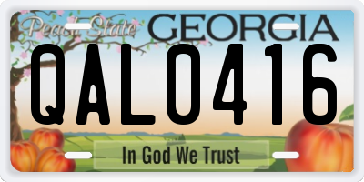 GA license plate QAL0416