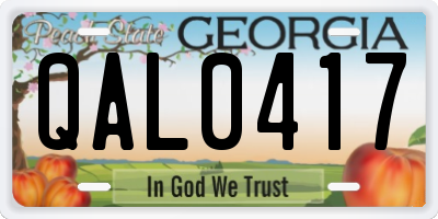 GA license plate QAL0417