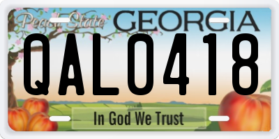 GA license plate QAL0418