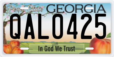 GA license plate QAL0425