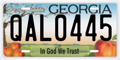 GA license plate QAL0445