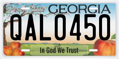GA license plate QAL0450