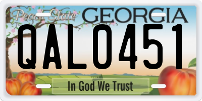 GA license plate QAL0451