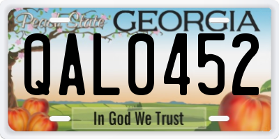 GA license plate QAL0452