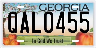 GA license plate QAL0455
