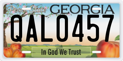 GA license plate QAL0457