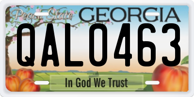 GA license plate QAL0463
