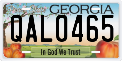 GA license plate QAL0465