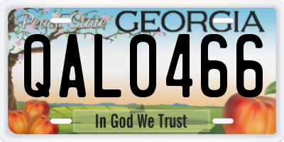 GA license plate QAL0466
