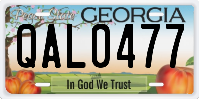 GA license plate QAL0477
