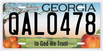GA license plate QAL0478