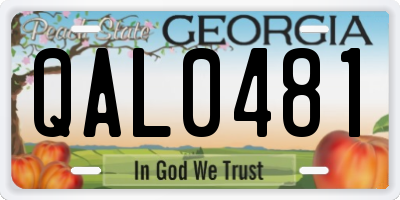 GA license plate QAL0481