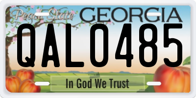 GA license plate QAL0485
