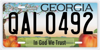 GA license plate QAL0492