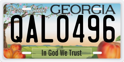 GA license plate QAL0496