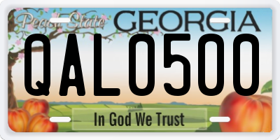 GA license plate QAL0500