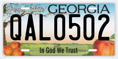 GA license plate QAL0502