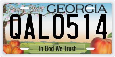 GA license plate QAL0514