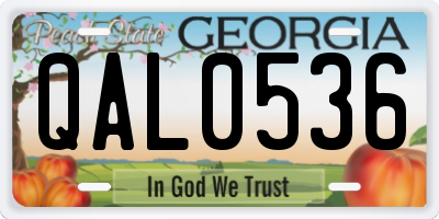 GA license plate QAL0536