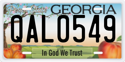 GA license plate QAL0549