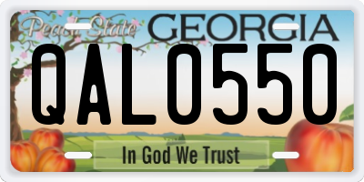 GA license plate QAL0550