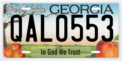 GA license plate QAL0553