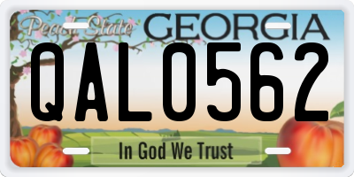 GA license plate QAL0562