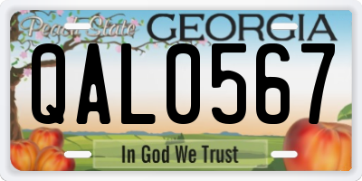 GA license plate QAL0567