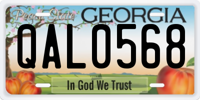 GA license plate QAL0568