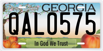 GA license plate QAL0575