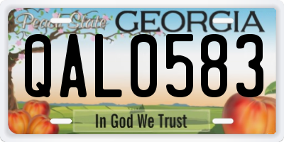 GA license plate QAL0583