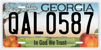 GA license plate QAL0587