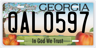 GA license plate QAL0597