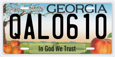 GA license plate QAL0610