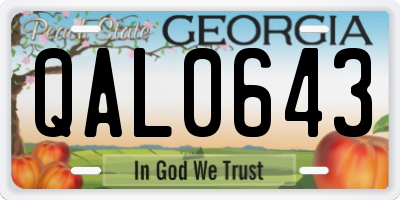 GA license plate QAL0643
