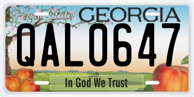 GA license plate QAL0647