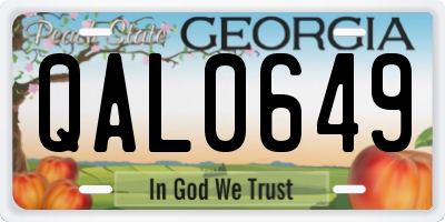 GA license plate QAL0649