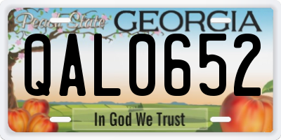 GA license plate QAL0652