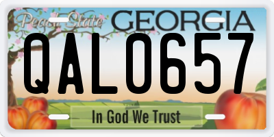 GA license plate QAL0657